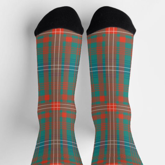 Chaussette Clan Plaid Wilson Orange Blue Check Tartan (Haut)