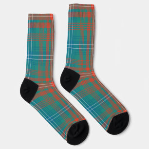 Chaussette Clan Plaid Wilson Orange Blue Check Tartan