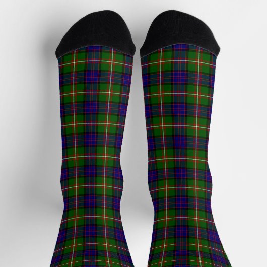 Chaussette Clanranald tartan bleu vert plaid (Haut)