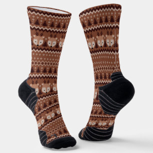 Chaussette Classé rétro Noël motif Brown pour lui