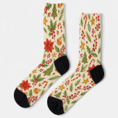 Chaussette Classic Botanical Poinsettia Floral Art Pattern (Gauche)