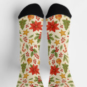 Chaussette Classic Botanical Poinsettia Floral Art Pattern (Haut)