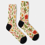 Chaussette Classic Botanical Poinsettia Floral Art Pattern (Droite)