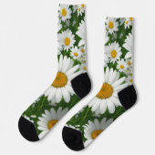 Chaussette Classic marguerite motif blanc champs fleuris verd (Gauche)