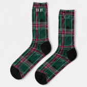 Chaussette Classic Vert et Rouge Noël Plaid Custom (Gauche)