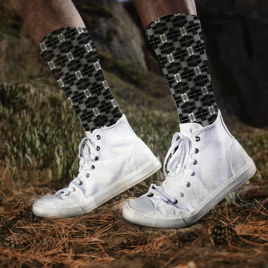 Chaussette Classique et Gris Gris Abstrait Moderne Chic Manly