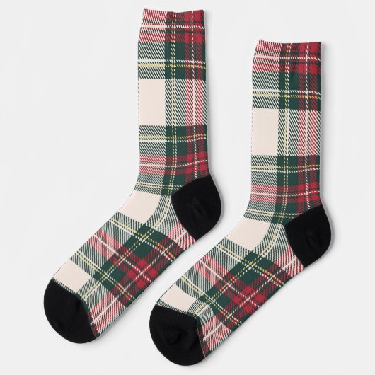 Chaussette Classique Tartan Plaid Initiales Festive (Gauche)