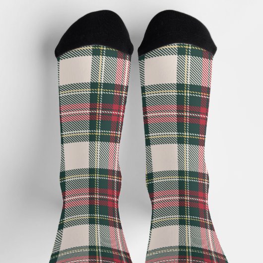 Chaussette Classique Tartan Plaid Initiales Festive (Haut)