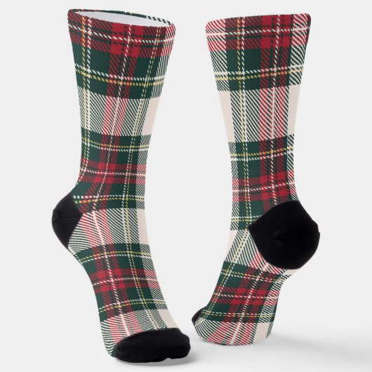 Chaussette Classique Tartan Plaid Initiales Festive (Angulaire)