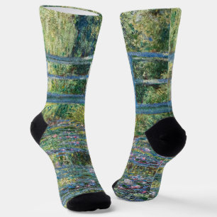 Chaussette Claude Monet - Eau Lily étang, Harmonie verte