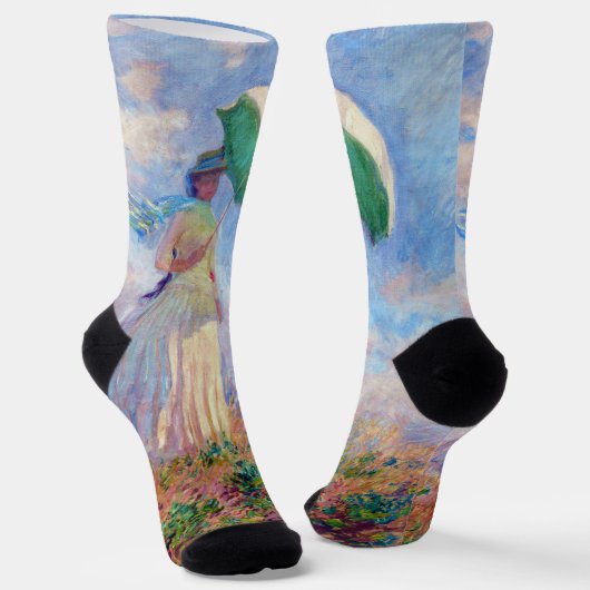 Chaussette Claude Monet - Femme avec un parasol face à droite (Angulaire)