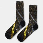Chaussette Clé brillante or noir chic abstrait (Gauche)