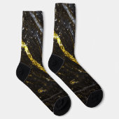Chaussette Clé brillante or noir chic abstrait (Droite)