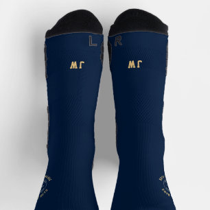 Chaussette Club de football Nom Logo Initiales Marine Gold