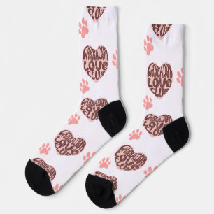 Chaussette Club de l'amour du Labrador Motif Cœur et Empreint