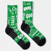 Chaussette Coach personnalisé vert et blanc Nom cadeau Art (Droite)