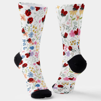 Chaussette Coccinelles Mignonnes Fleurs Sauvages Floral Fanta