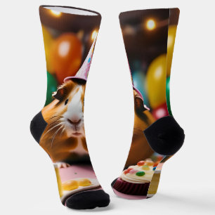 Chaussette Cochon De Guinée Brown Et Blanc Joyeux Anniversair