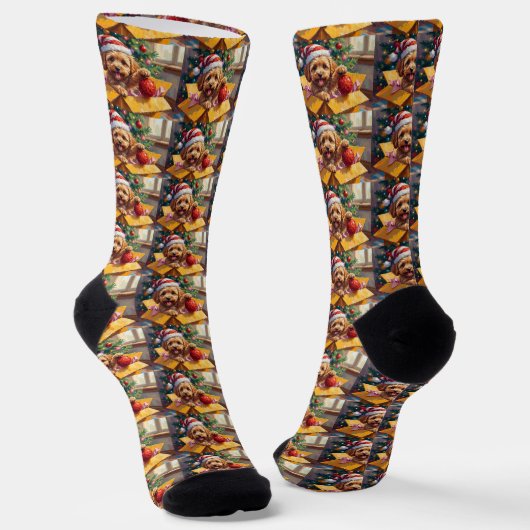 Chaussette Cockapoo Dog Christmas Gift Box Surprise (Angulaire)