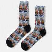 Chaussette Cockapoo Noël Camion Rouge Fêtes (Gauche)