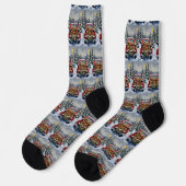 Chaussette Cocker Spaniel Noël Camion Rouge Fêtes (Gauche)