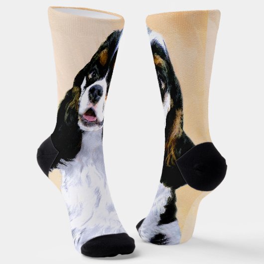 Chaussette Cocker Spaniel (Parti) Peinture - Art Chien origin (Angulaire)