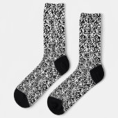Chaussette Code QR personnalisable Geek Abstrait noir et blan (Gauche)