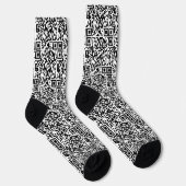 Chaussette Code QR personnalisable Geek Abstrait noir et blan (Droite)