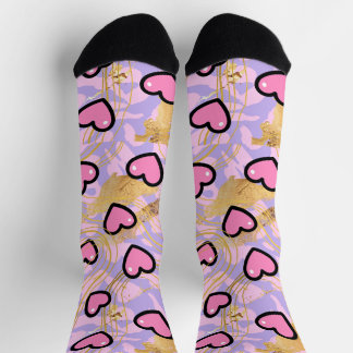 Chaussette cœur, avec léopard