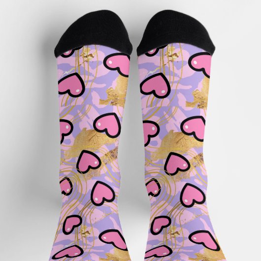 Chaussette cœur, avec léopard (Haut)