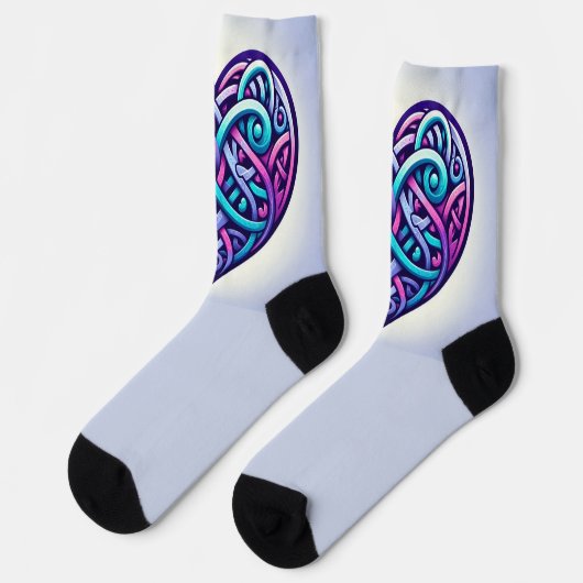Chaussette Coeur celtique avec bleu clair (Gauche)