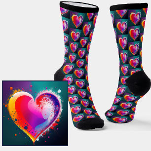 Chaussette Coeur coloré Abstrait sur des chaussettes noires