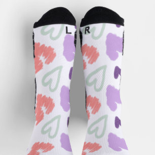 Chaussette Cœur de la Saint-Valentin Motif Dessiné à la Main