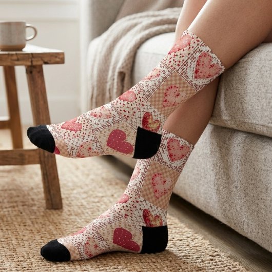 Chaussette Cœur Patchwork de la Saint-Valentin