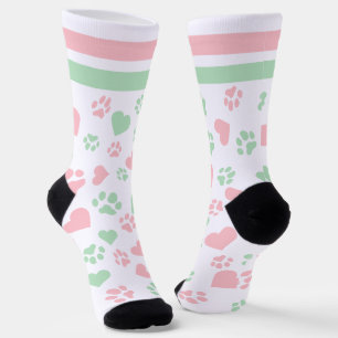 Chaussette Coeur rose et vert mignon et Motif Empreinte de pa