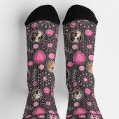 Chaussette Coeur rose mignon et Flower Chien Maman Photo Coll (Haut)