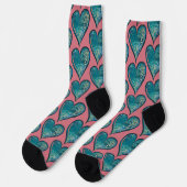 Chaussette Coeurs Artwork coeur bleu et rose (Gauche)
