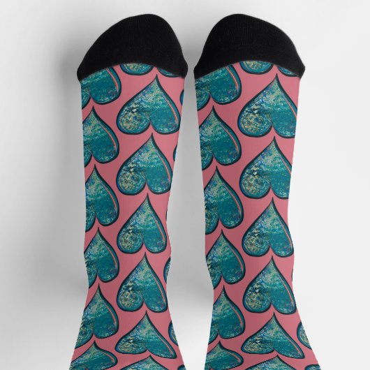 Chaussette Coeurs Artwork coeur bleu et rose (Haut)