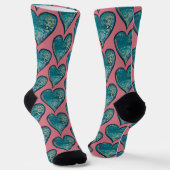 Chaussette Coeurs Artwork coeur bleu et rose (Angulaire)