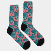Chaussette Coeurs Artwork coeur bleu et rose (Droite)