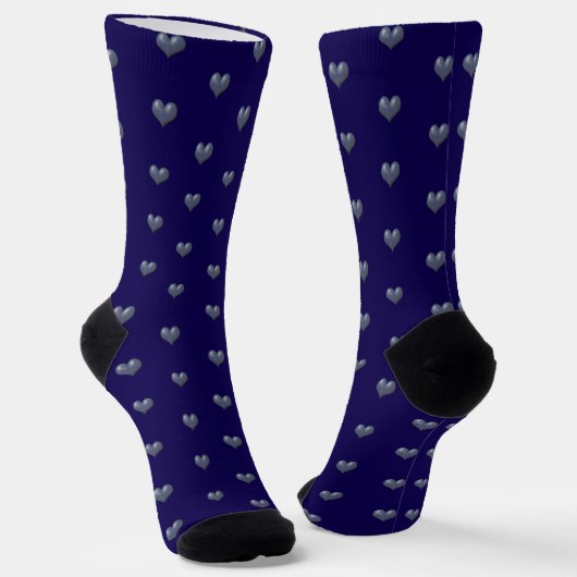 Chaussette Coeurs bleus sur bleu (Angulaire)