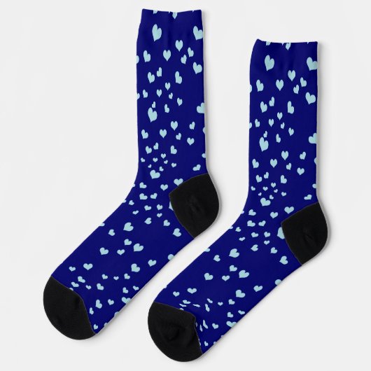 Chaussette Coeurs bleus sur bleu foncé (Gauche)