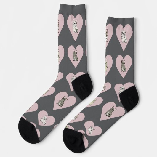 Chaussette Coeurs d'amis frenchie (Gauche)