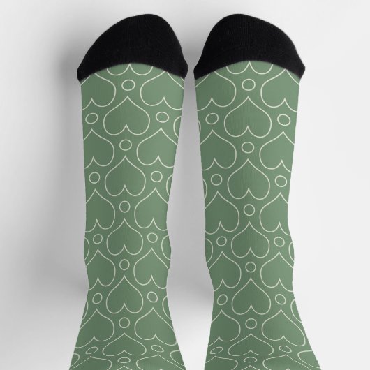 Chaussette Coeurs d'amour et motif Pois en vert (Haut)
