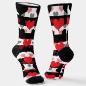 Chaussette Coeurs d'Amour Noir Rouge Avec Blancs Noir (Angulaire)