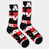 Chaussette Coeurs d'Amour Noir Rouge Avec Blancs Noir (Droite)