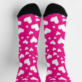 Chaussette Cœurs de craie blanche sur fond rose fuchsia (Haut)