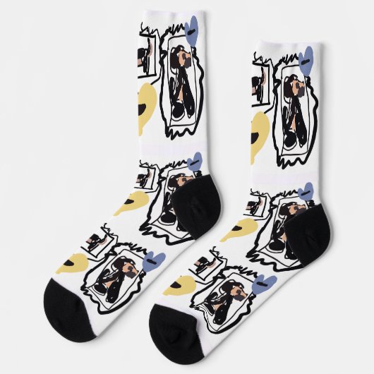 Chaussette cœurs de dachshund (Gauche)