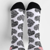 Chaussette Coeurs de Doodle Noir et Blanc modernes Monogramme (Haut)
