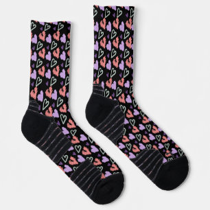 Chaussette Cœurs de la Saint-Valentin motif dessiné à la main